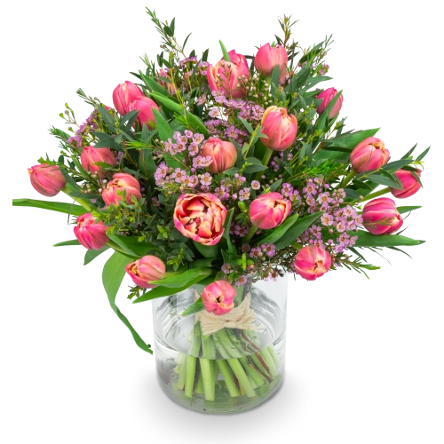 Bouquet of tulips in full bloom
